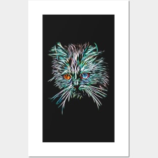 Odd-Eyed White Glowing Cat Posters and Art